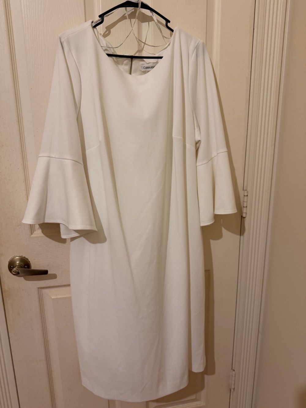 Calvin Klein Cream Dress with Gold Zip Detail